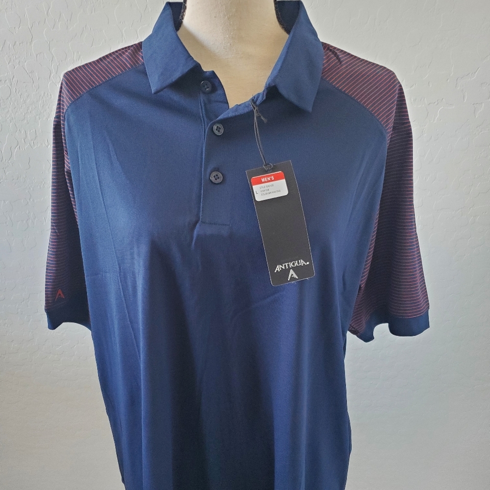 Antigua Large Navy & Dark Orange Engage Polo